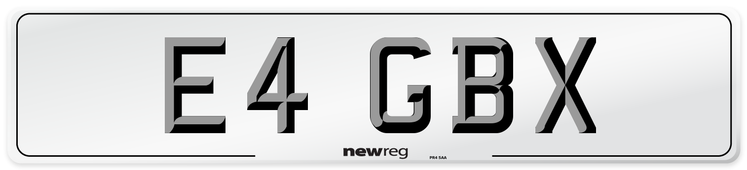 E4 GBX Number Plate from New Reg